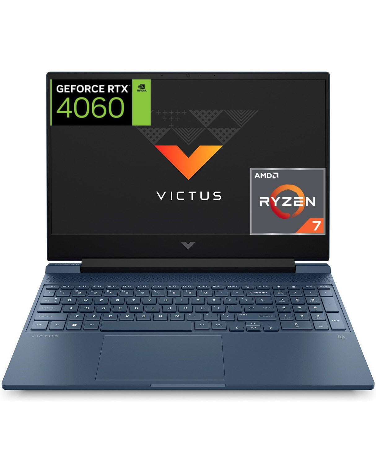 HP Victus 15-fb2004ns - Ordenador portátil Gaming de 15.6" FHD (AMD Ryzen 7 8845HS, 16GB RAM, 1TB SSD, NVIDIA GeForce RTX 4060, Sin Sistema Operativo) Blue - Teclado QWERTY Español