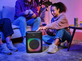 Trust Azura Altavoz Bluetooth Potente 100W para Fiestas, Altavoz Portátil Inalámbrico Luz LED RGB Intemperie IPX4, Altavoces Bluetooth Batería Recargable 11H, 2 Entradas de Micrófono Karaoke