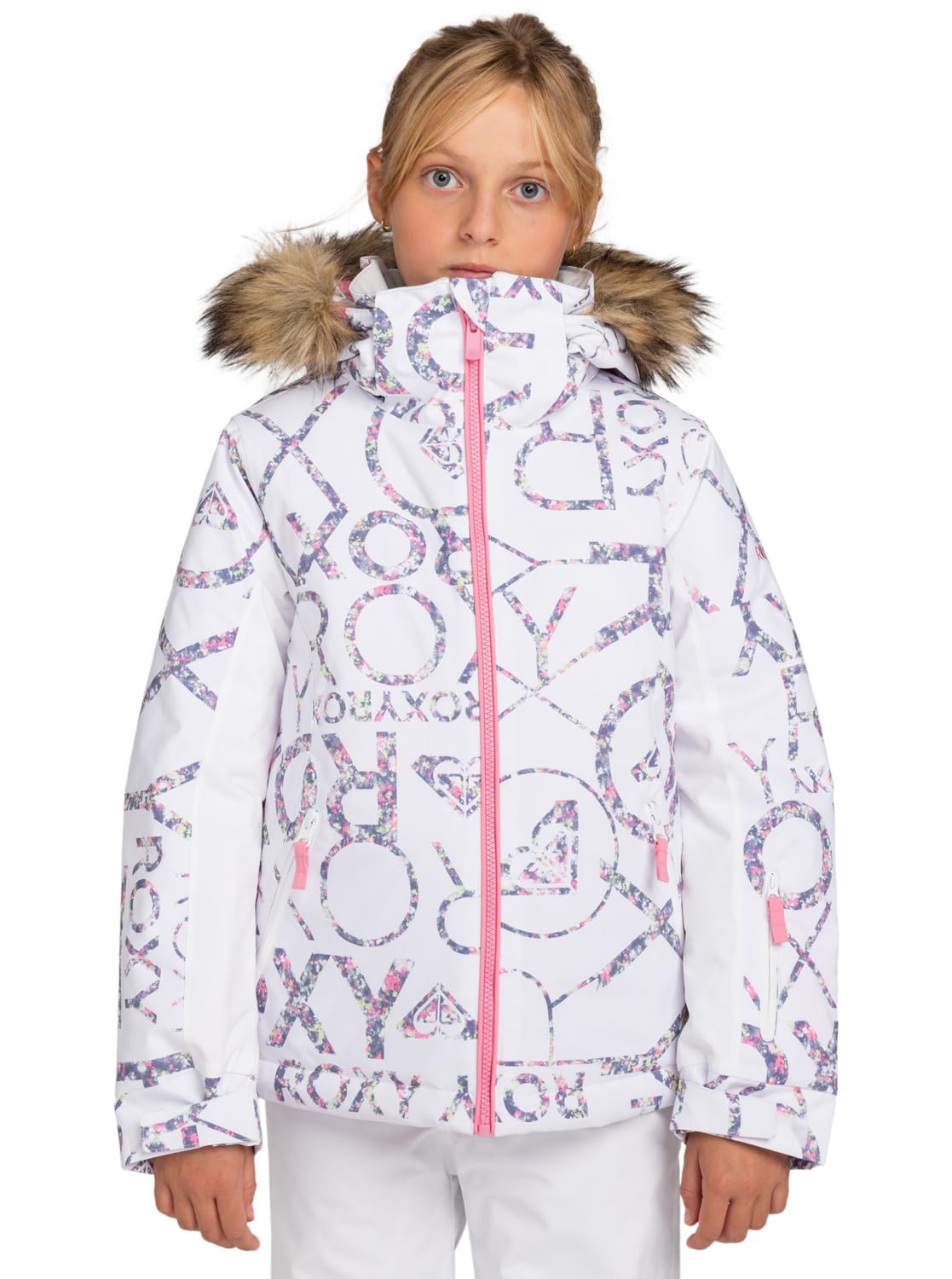 Roxy PIE Girl JK Chaqueta, Bright White Lluvia RG, Estándar para Niñas