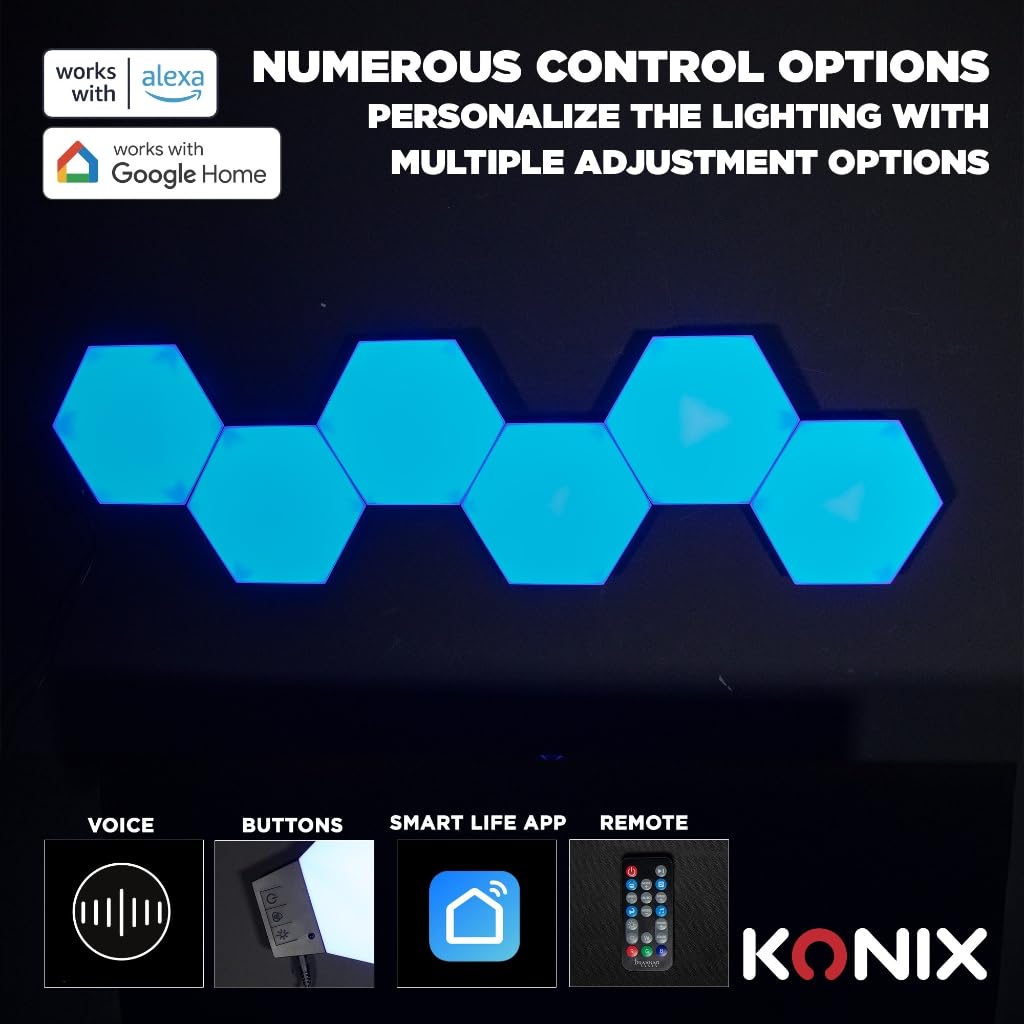 Konix Drakkar Pack de iluminación LED gaming Inferno 13,2 x 15,1 cm - Iluminación RGBIC - Sincronización musical - Compatible con Alexa y Google Home
