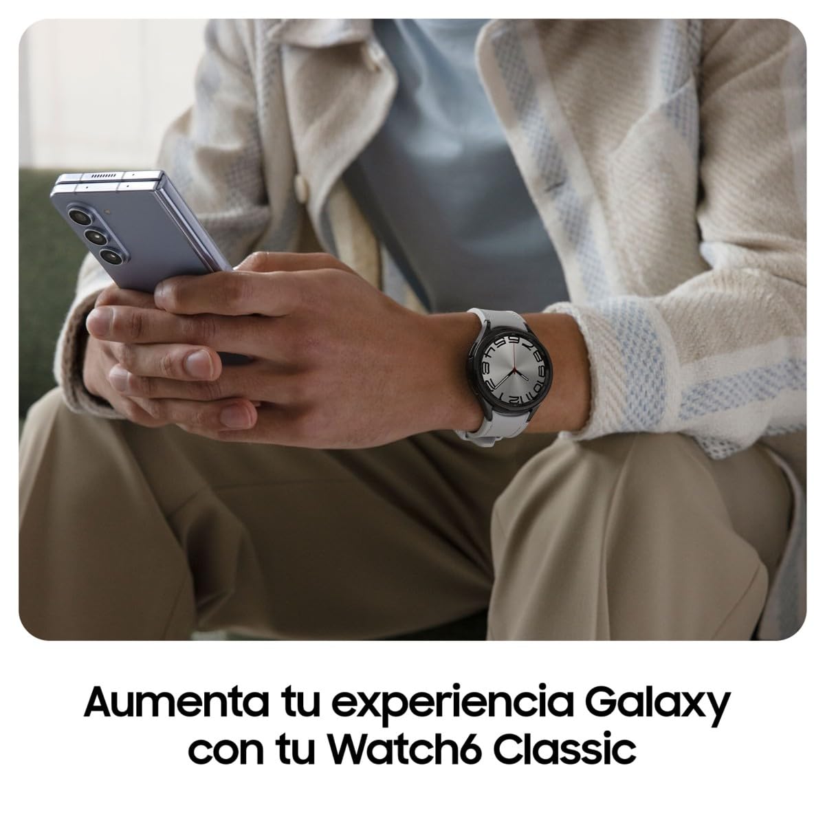 Samsung Galaxy Watch6 Classic Bluetooth, 43 mm + Correa de recambio - Smartwatch, Control de Salud, Seguimiento Deportivo, Batería de Carga Rápida, Plateado (Versión Española)