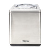 H.Koenig HF340 Máquina Para Hacer Helados Caseros y Sorbetes Profesionales, Heladera Con Compresor, 180 W, 2 Litros, Preparación 30 Mins, Pantalla LCD, Conservación En Frío, Acero Inoxidable