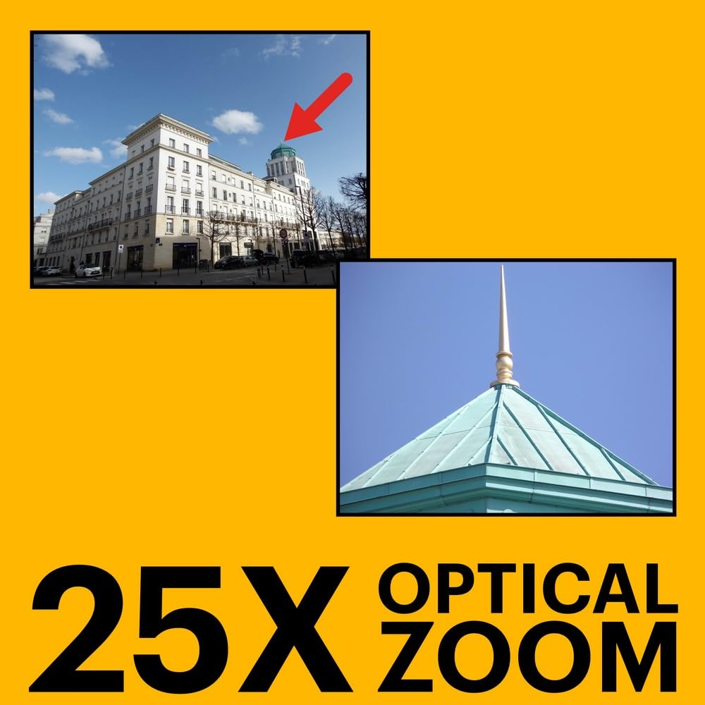 KODAK Pixpro Astro Zoom AZ255 + Tarjeta de Memoria SD de 32 GB – Cámara de Puente Digital de 16 MP, Zoom 25X, Video HD 1080p, Gran Angular de 24 mm, Pantalla LCD 3, Pila AA – Negro
