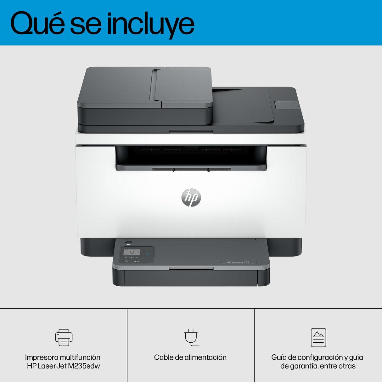 HP LaserJet M235sdw 8J9K7F, Impresora Láser A4 Multifunción Monocromo a doble cara automática, Escaner, Copiadora (29 ppm, Wi-Fi, Ethernet, Procesador 500MHz, Memoria 64MB, HP Smart App) Blanca y Gris