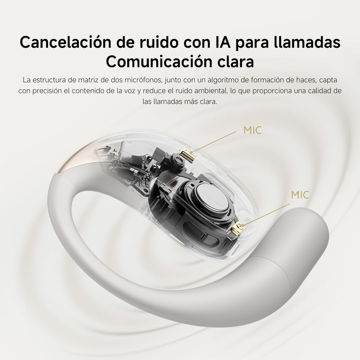 XIAOMI OpenWear Stereo - Auriculares inalámbricos, cancelación de Ruido, Driver dinámico, Doble micrófono, 7.5 Horas de autonomía y 38,5 Horas con el Estuche de Carga, Cosmic Grey (Versión ES)