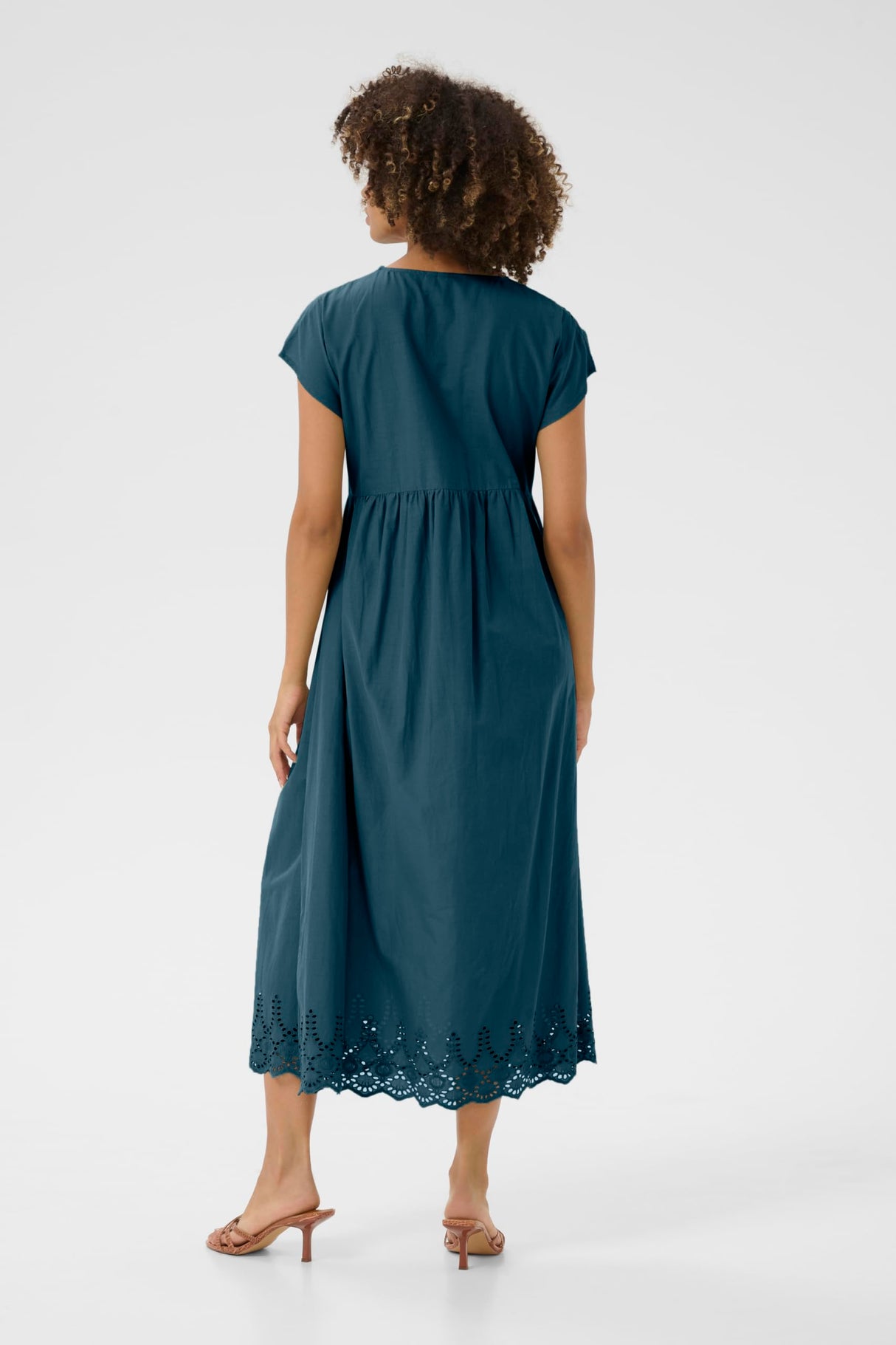 Cream Women's Maxi Dress Formal V-Neck Short Sleeves Tying Belt Ankle Length Vestido, Petrol Blue, 46 para Mujer