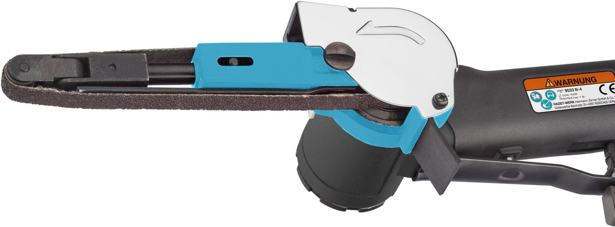 HAZET Lijadora 9033N-4, Lijadora de banda, velocidad regulable sin escalonamiento, para bandas de lijado de 10 x 330 mm, con bloqueo para cambio rápido de la banda de lijado