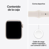 Apple Watch SE 3 GPS con Caja de Aluminio en Blanco Estrella de 40 mm y Correa Deportiva Blanco Estrella-Talla M/L.Monitores de entreno y sueño,Monitor de frecuencia Cardiaca, Pantalla Siempre Activa
