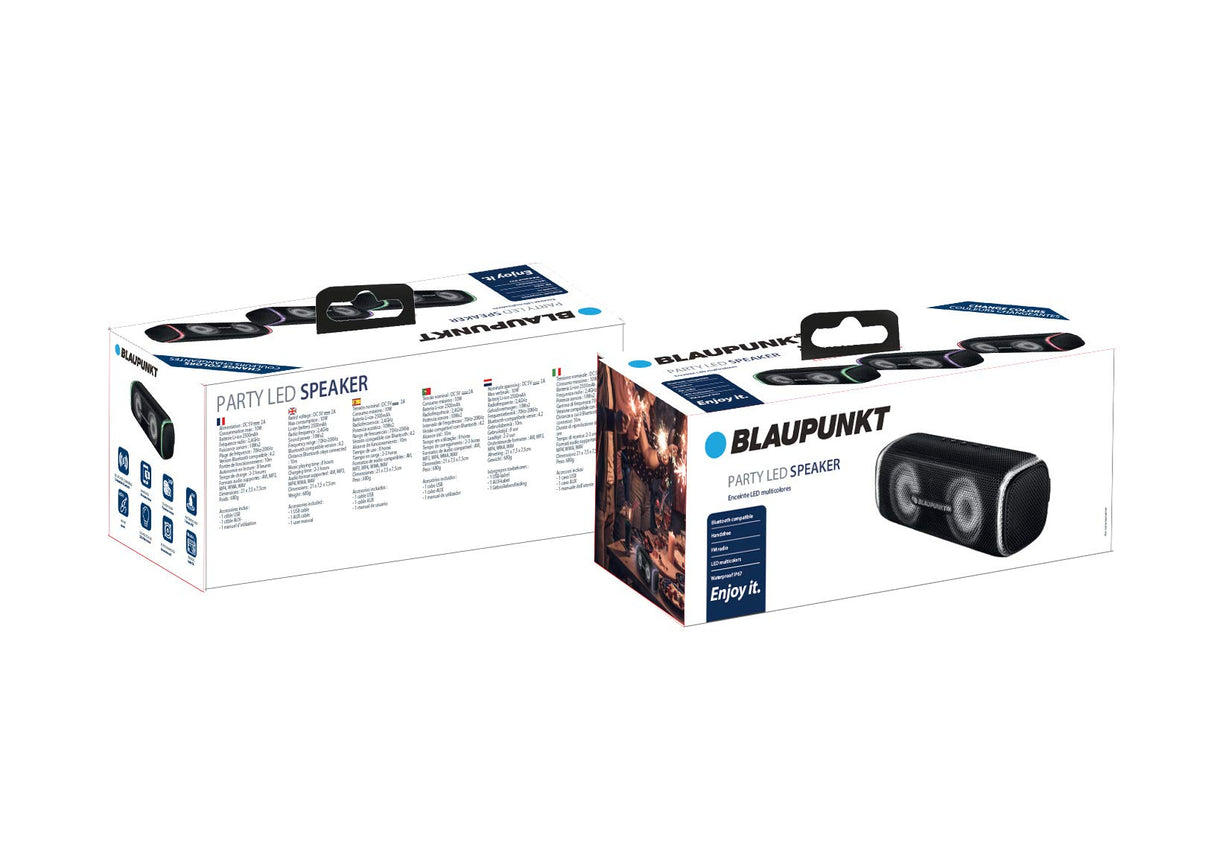 Blaupunkt BLP3920 Altavoz Bluetooth Portatil, Acuatico, 10W, Subwoofer, 8h de Batería, USB, AUX
