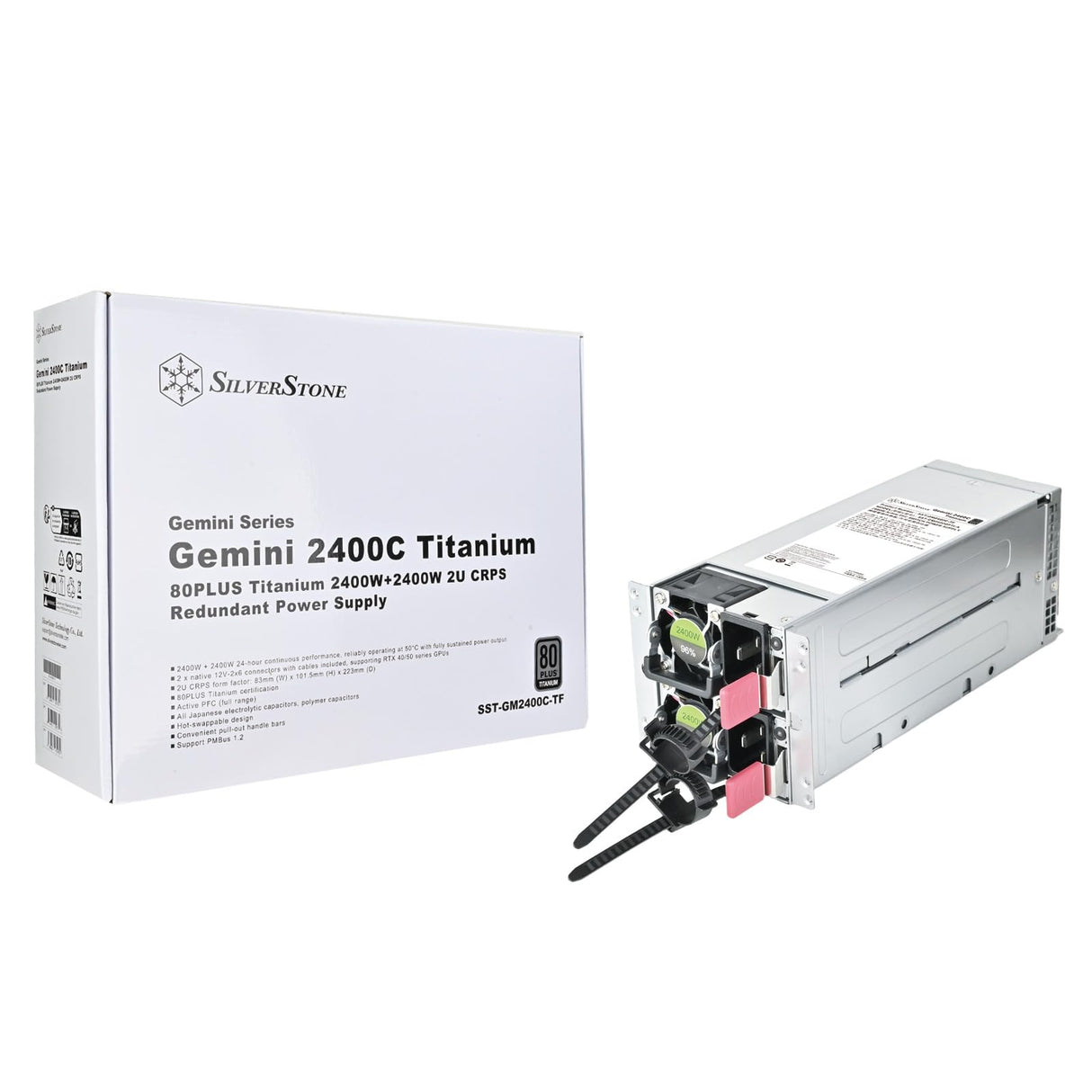 SilverStone Gemini 2400C Titanium, Fuente de alimentación redundante 80PLUS Titanium 2400W+2400W 2U CRPS, SST-GM2400C-TF