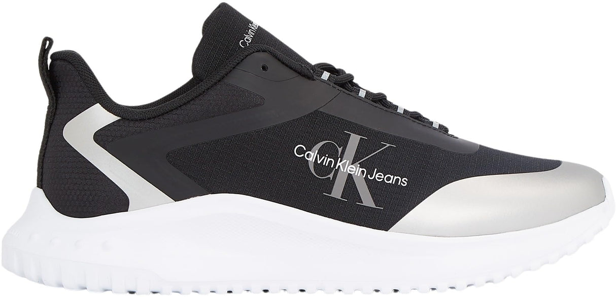 Calvin Klein Runner Sneaker Mujer Eva Runner Low Lace Mix sin Cordones, Negro (Black/Silver), 37