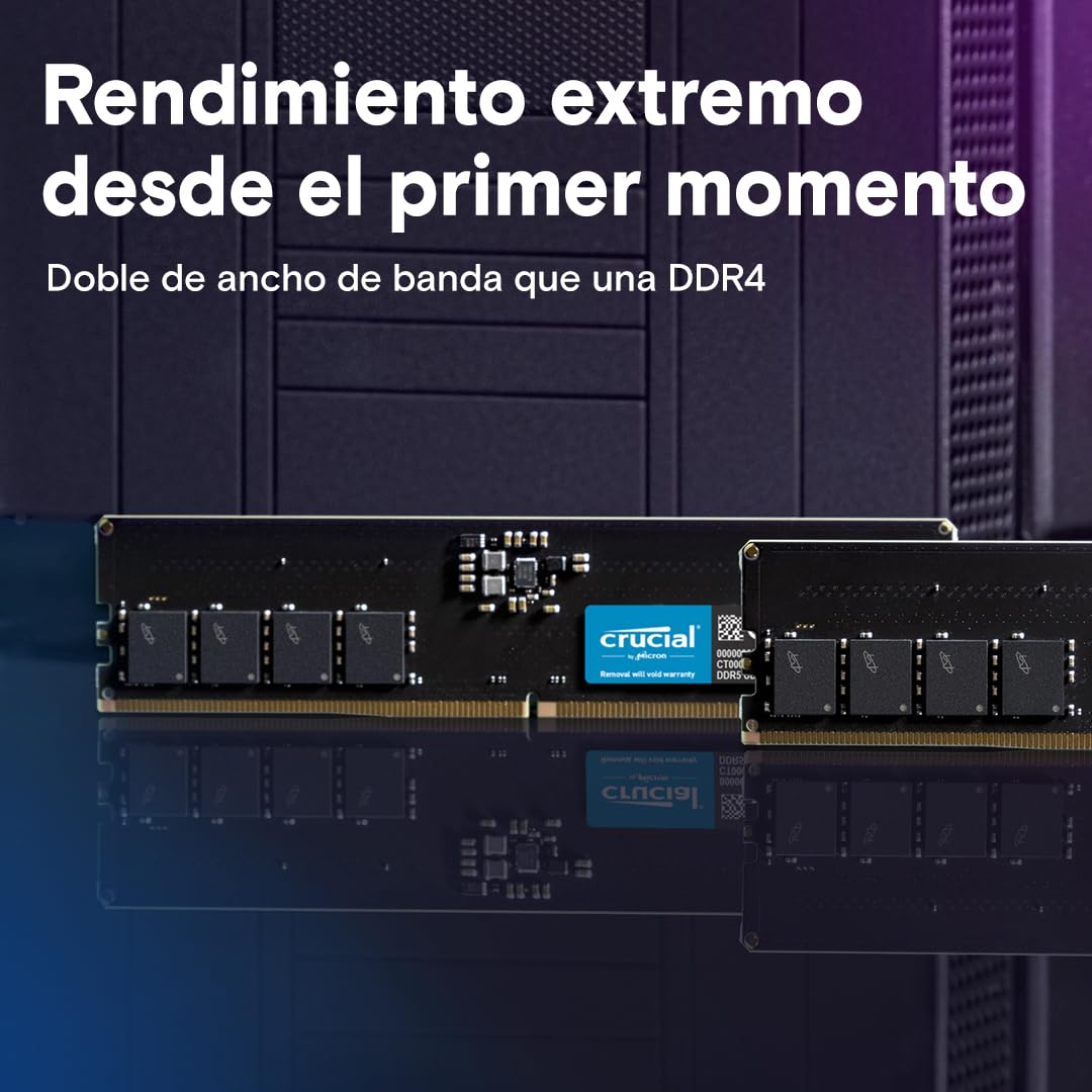 Crucial RAM DDR5 128GB Kit (2x64GB) 5600MHz, Memoria PC (o 5200MHz / 4800MHz) CL46 - CT2K64G56C46U5
