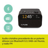 Pure Radio Reloj, luz de Despertador, Altavoz BT, Negro, Cargador inalámbrico