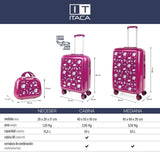 ITACA - Maleta Mediana rígida con 4 Ruedas giratorias, Cierre Seguro Candado de Combinación y diseño Resistente, Apta para 23 Kilos Viajes Largos y escapadas., Fucsia