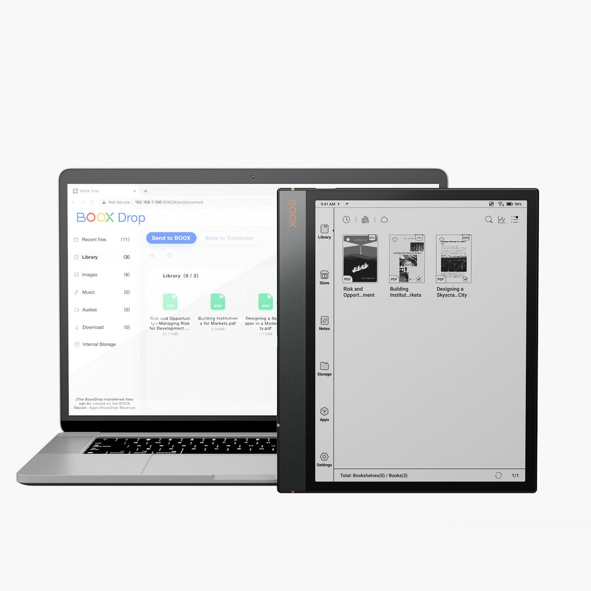 BOOX Tablet Note Air3 10.3 Pulgadas Monocromo ePapel Tablet 64 GB Android 12 E-Ink G-Senser WiFi (227 ppi)