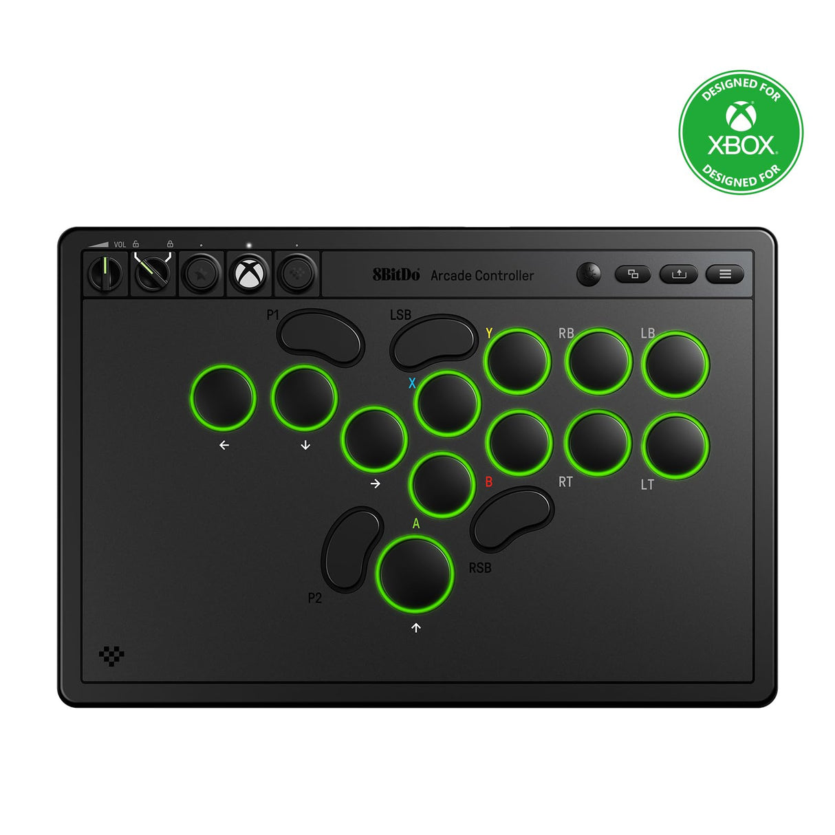 8Bitdo All-Button Arcade Controller for Xbox Series X|S, Xbox One & PC, 2.4G Wireless, Low-profile Mechanical Switches, Programmable Buttons, Hot-swappable PCB, RGB Lighting - Officially Licensed