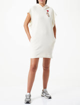 Love Moschino Vestido sin Mangas de Corte Relajado en Forro Polar 100% algodón con Bordado, Crema, 40 para Mujer