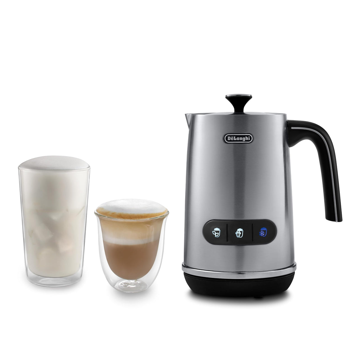 De'Longhi Espumador de leche eléctrico LatteMix EMF3.M, para leche caliente y fría y alternativas vegetales, fácil limpieza, tapa transparente, 3 botones, 250 ml, color blanco