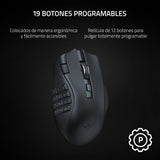 Razer Naga V2 HyperSpeed - Ratón Inalámbrico Ergonómico para Juegos MMO, 19 Botones Programables, Hyperspeed, hasta 250 Horas de Duración De La Batería, Sensor Óptico Focus Pro 30K, Negro