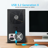 FANTEC 10x USB3.2 Gen2 10G Hard Disk Docking Station for 10x SATA 3.5/2.5 Inch SSDs and HDDs. Transfer Rates up to 10Gbit/Sec, no Tools Required, 2X USB Cable. Metal housing Black