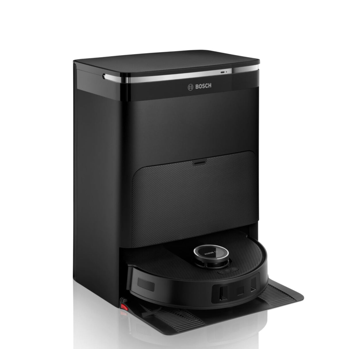 Bosch - Robot Aspirador Spotless MAX, BCRDW3B, aspira y friega, Potencia 11.000 Pa, Almohadillas giratorias, estación Seca-húmeda, Visión Inteligente luz estructurada, Bosch Home Connect App, Negro