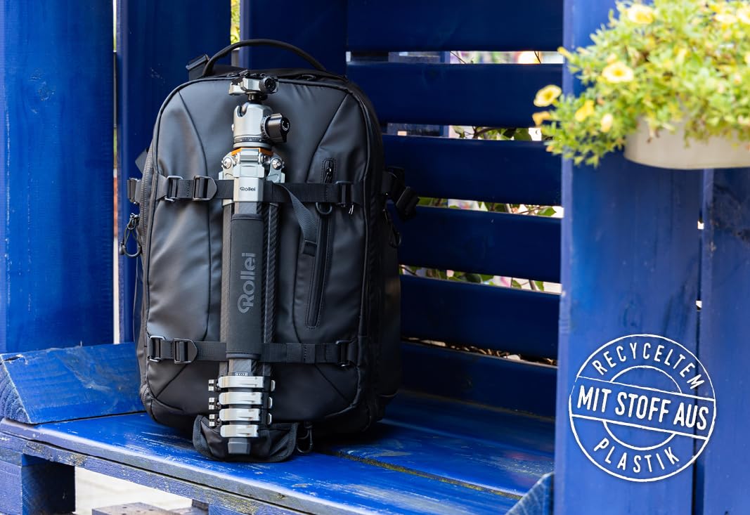 Rollei Fotoliner Ocean Pro Trolley | Mochila y Carrito 2 en 1 | Mucho Espacio de Almacenamiento para cámara y portátil | Material Reciclado sostenible | Protección antirrobo y protección contra la