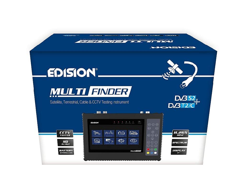 EDISION Multifinder Medidor de señal de satélite DVB-S/S2 terrestre DVB-T/T2 DVB-C (señal H.265/HEVC y probador CCTV)