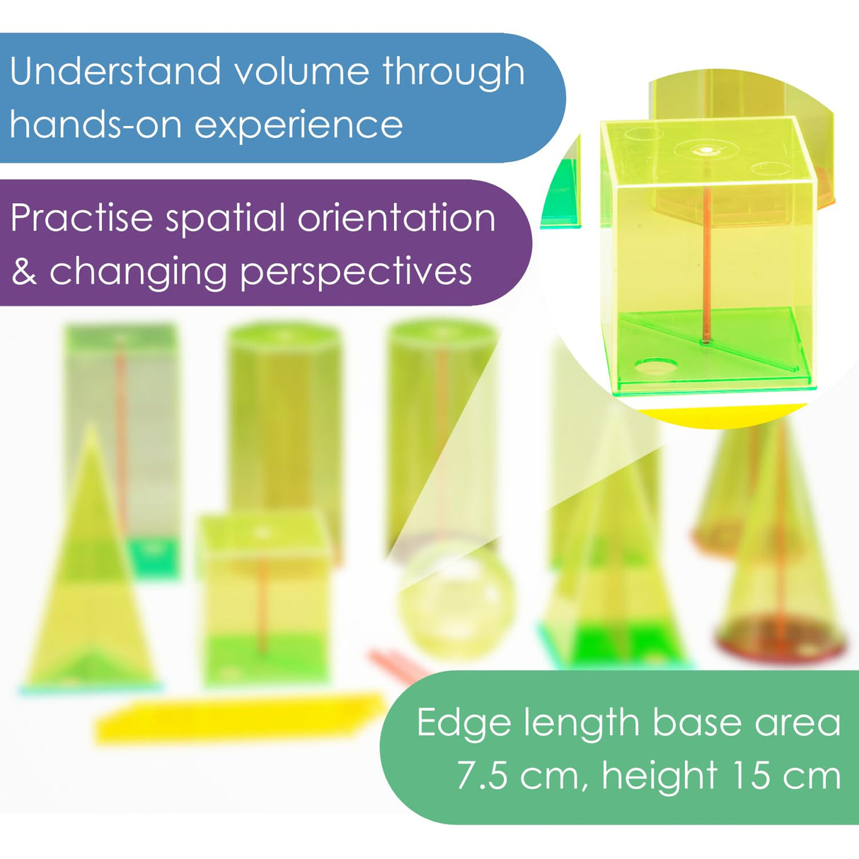 WISSNER- Juego de Formas de Cuerpo 15cm 10 Geobodies con Secciones y Ejes centrales, Color Amarillo, Verde, Rojo (039510.000)