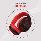 Boat Rockerz 550 - Auriculares inalámbricos Bluetooth con micrófono hasta 20 Horas de reproducción, Controladores de 50 mm, Almohadillas Acolchadas Suaves y Aislamiento físico de Ruido (Rojo)