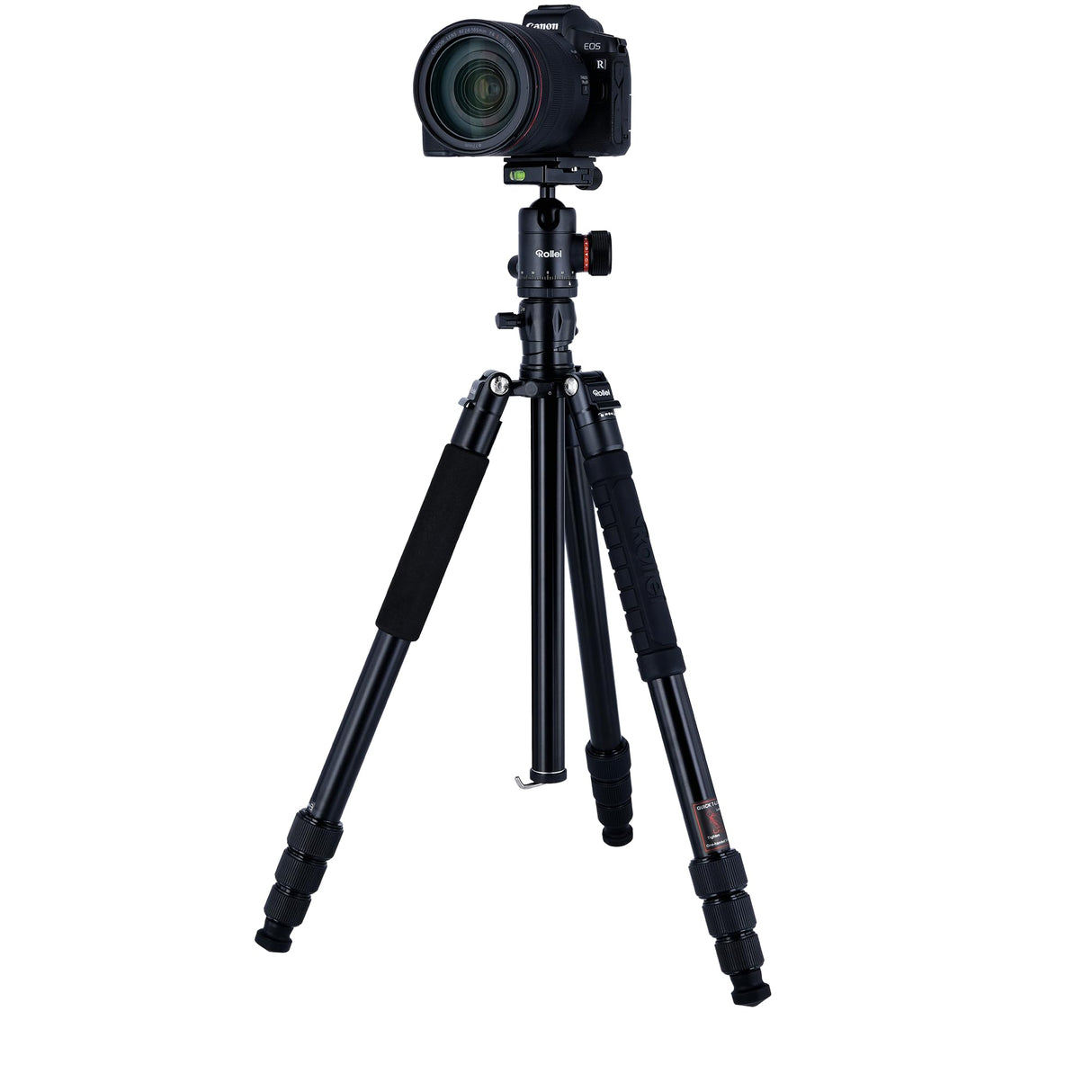 Rollei C5I MAKRO Pro I Trípode de Carbono I Negro I Cabezal de Bola 3D I Monopié I Soporte para Smartphone I Placa de liberación rápida I Columna Central giratoria 90°
