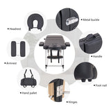 YOUNIKE Camilla de Masaje Móvil Plegable Negro y Ajustable en Altura Cama de Masaje de 3 Zonas Camilla de Estética Amplia Cama de Terapia Aluminio 186 x 60 cm