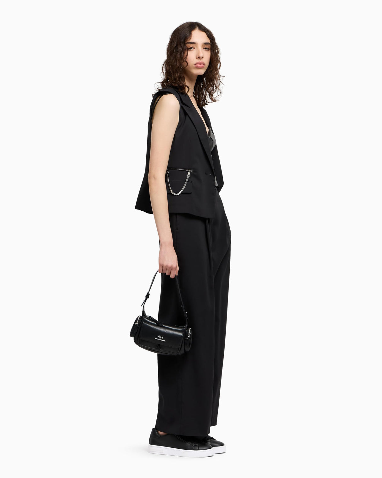 Armani Exchange Edgy Blazer Vest Chaleco, Negro, 42 Mujeres