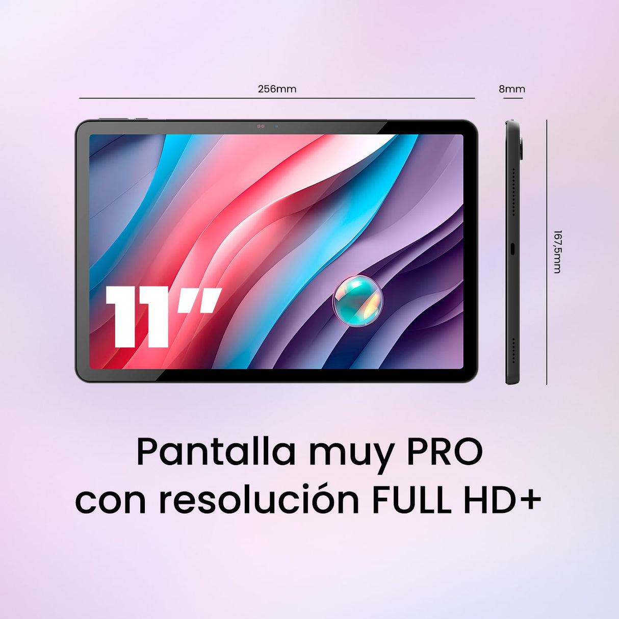 SPC Gravity 5 Pro – Tablet 11” FHD+ InCell, 6GB RAM, 128GB Almacenamiento, Octa-Core, 6.000 mAh con Carga rápida 18W, Android 14 | Diseño metálico, Gris Oscuro