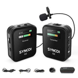 SYNCO Micrófono Solapa Inálambrico, G2 A1 Micro Corbata Profesional 2.4GHz Transmisión 70m para DSLR Cámara Móvil Videocámara Laptop y Tablet, Microfono-Lavalier-Solapa-Inálambrico-Corbata