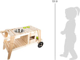 Cocina para Barro, en Madera Maciza e Impermeable para niños a Partir de 3, Cocina para Exterior con Accesorios y Ruedas