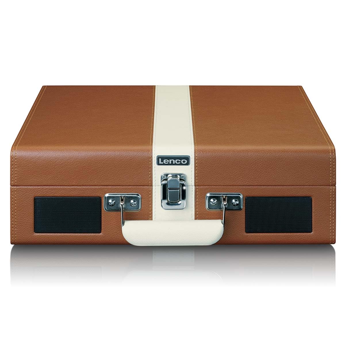 Classic Phono by Lenco TT-120 Tocadiscos - Tocadiscos con batería integrada - Bluetooth - 33, 45, 78 RPM - transmisión por correa - 2 altavoces - entrada auxiliar - salida RCA - 3,5 mm - marrón/blanco