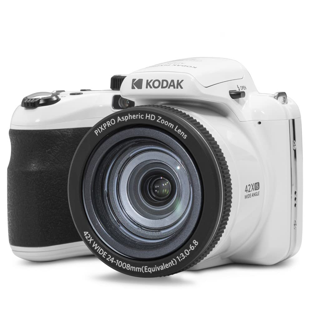KODAK Pixpro Astro Zoom AZ425 - Cámara Digital Bridge, Zoom Optico 42X, Gran Angular de 24 mm, 20 Megapíxeles, LCD 3", Video Full HD 1080p, Batería Li-ion - Blanco