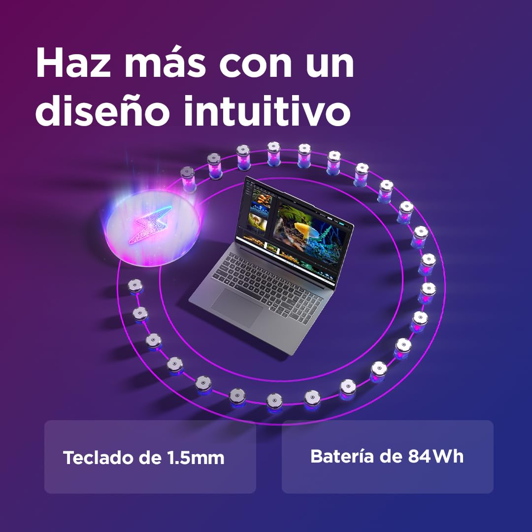 Lenovo IdeaPad Pro 5 Gen 9 - Ordenador Portátil con IA 16" 2.5K (Intel Core Ultra 9 185H, 32 GB RAM, 1TB SSD, Gráficos Intel ARC, Wi-Fi 6E, Windows 11 Home) Teclado QWERTY Español – Gris