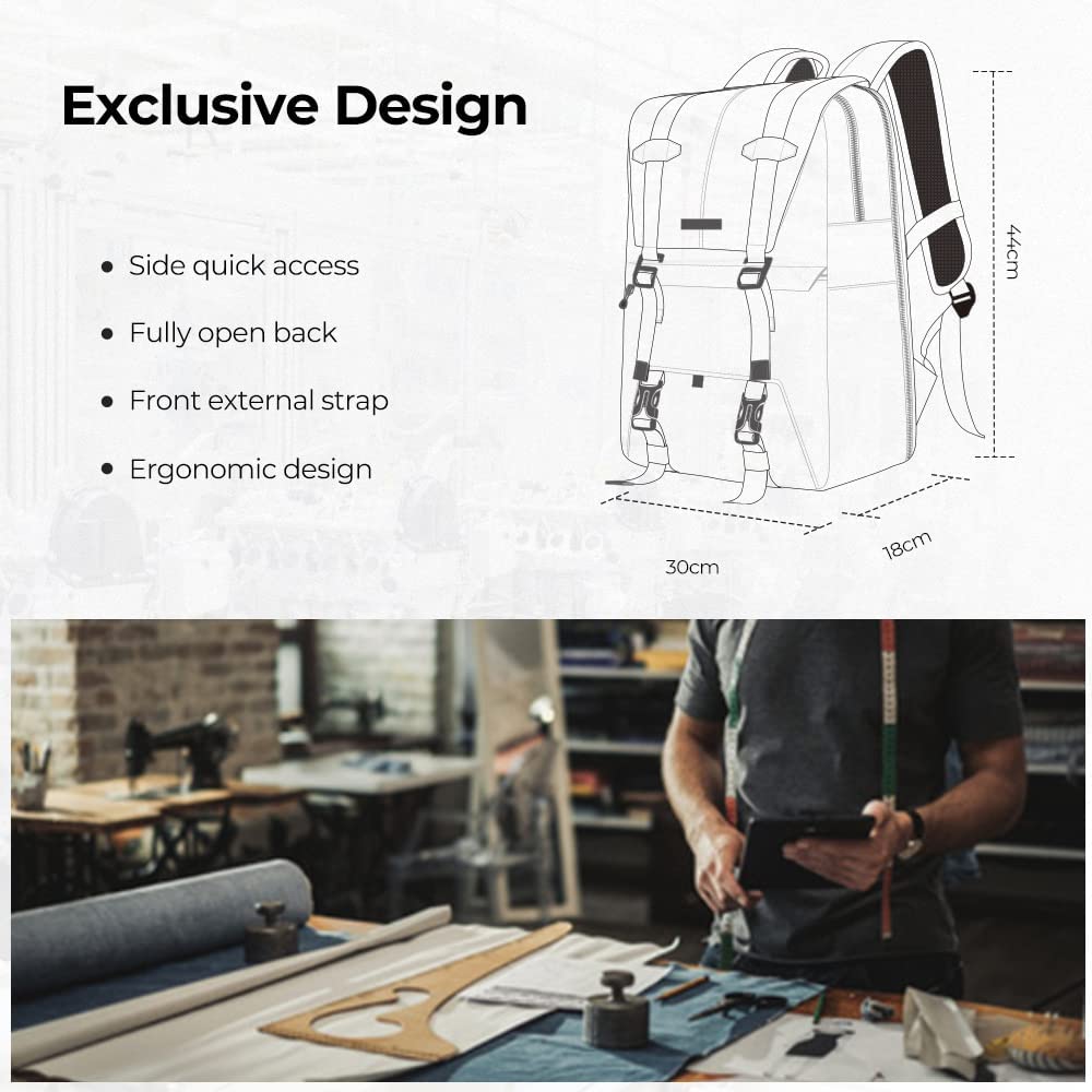 K&F Concept Mochila Camara Multifuncional， Mochila Fotografía Profesional, Mochila Fotográfica para Reflex Impermeable, Bolsa Cámara Compartimento para Portátil de 15.6 Pulgadas(20L) Negro