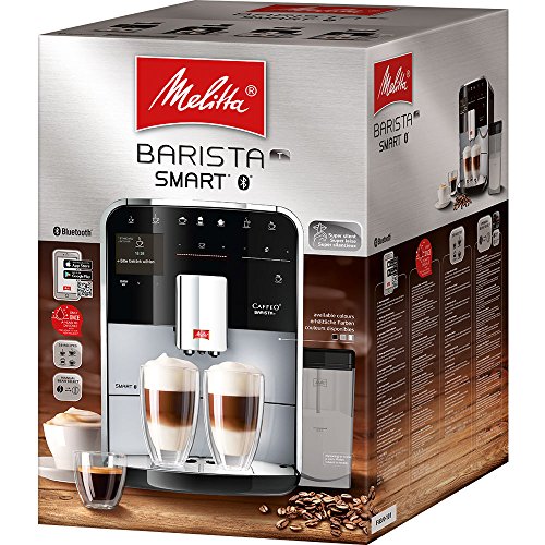 Melitta Barista T Smart F831-101, Cafetera Superautomática con Molinillo Silencioso, App Connect, Pantalla Táctil, 18 Recetas, 15 Bares, 1450 W, 1.8 litros, Acero inoxidable, Plata/Negro