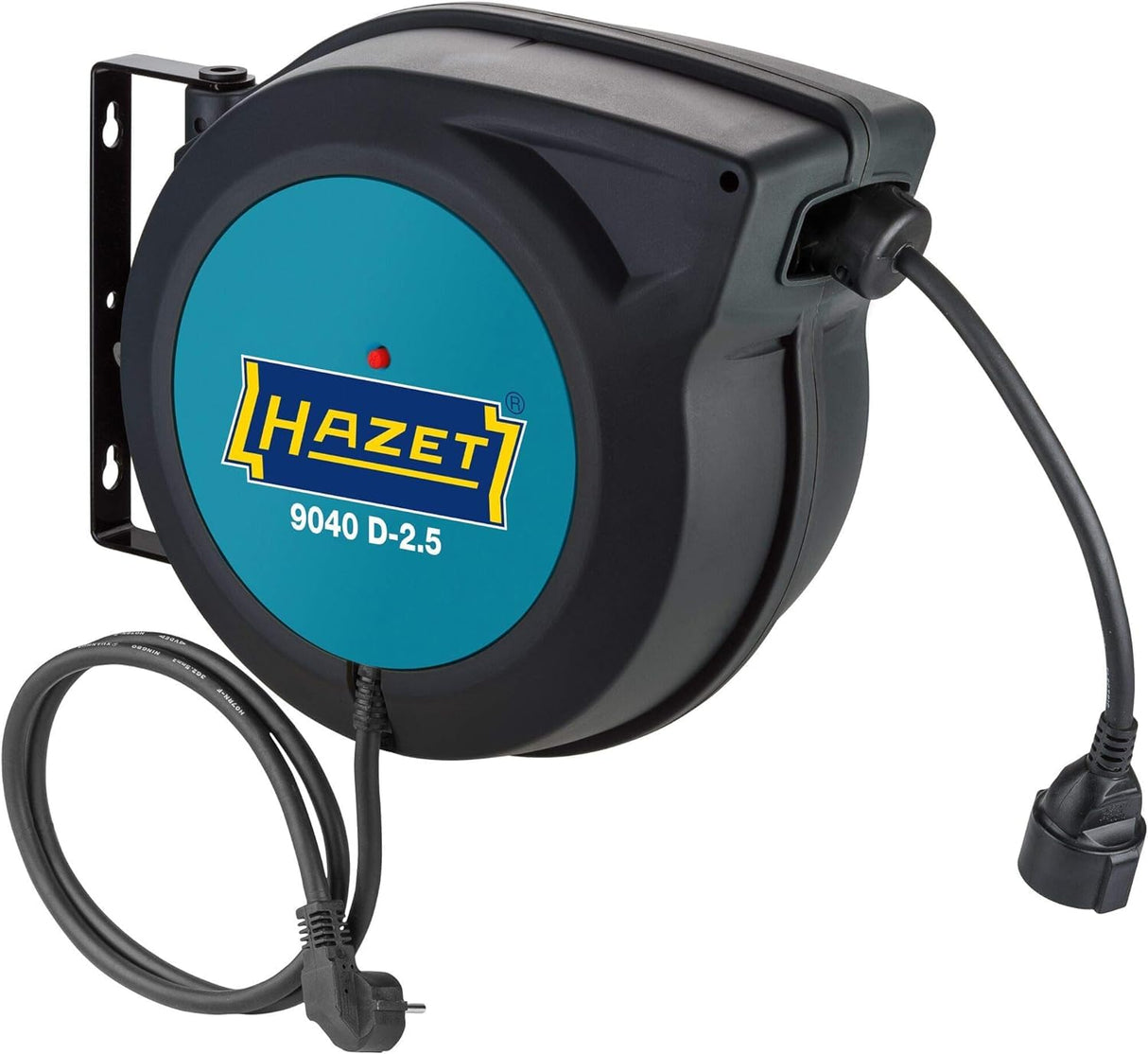 Carrete de cable HAZET 9040D-2,5 I Longitud de cable: 20 m, cable de conexión: 1,5 m, con función "Parada en cualquier punto" I Carrete de cable automático para el orden en cualquier taller