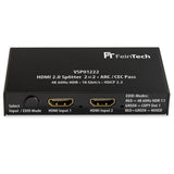 FeinTech VSP01222 - Divisor HDMI 2.0 (2 entradas, 2 salidas, escala ARC, pasaporte para receptor AV 4K, 60 Hz, HDR