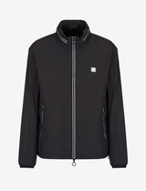 Armani Exchange Packable, Hidden Hoodie, Two Zip Pockets on Front, Rubber Patch Logo Chaqueta cortavientos para Hombre, Negro, XXL