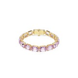 Swarovski Pulsera Tennis Millenia, Talla octogonal, Morada, Baño tono oro