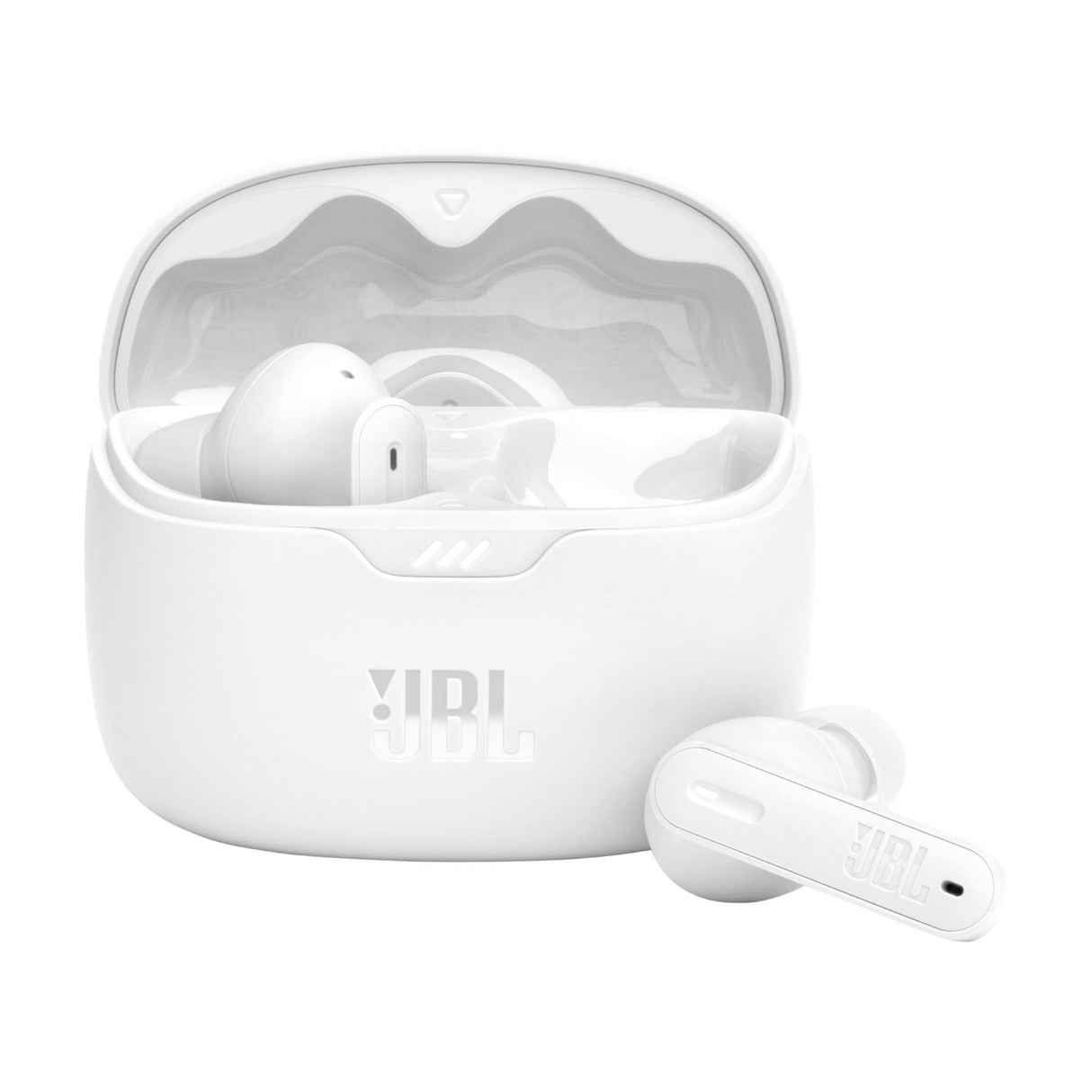 JBL Auriculares Tune Beam In-Ear, inalámbricos, resistentes al agua, cancelación de ruido y tecnología de 4 micrófonos, con batería de hasta 48 horas de duración, en blanco