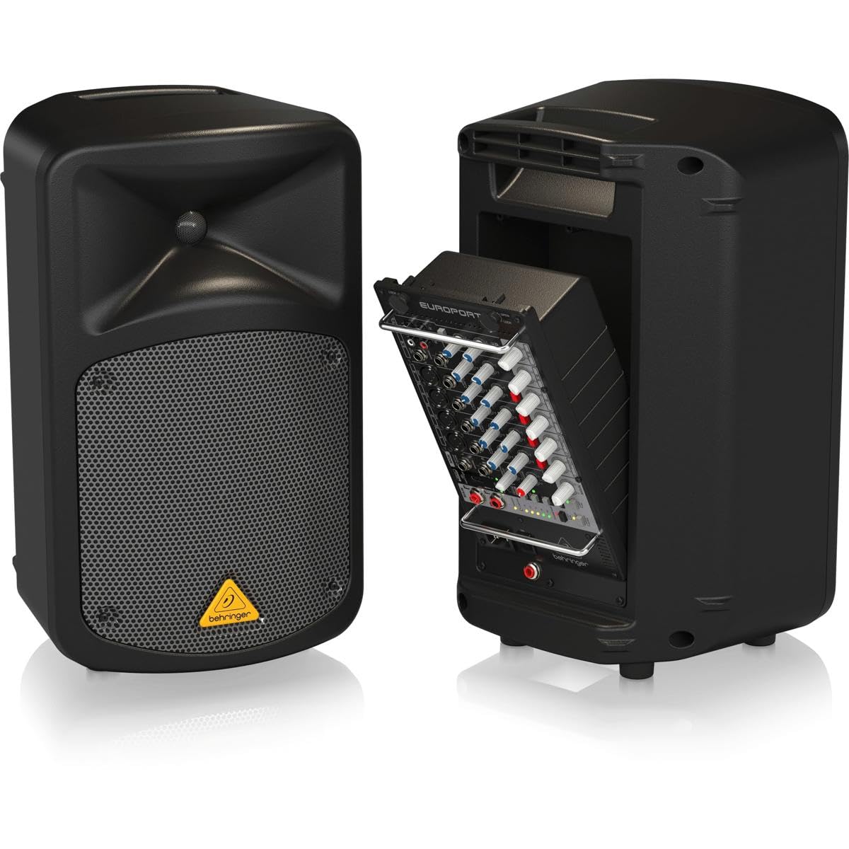 Behringer EUROPORT EPS500MP3 Sistema de megafonía portátil ultracompacto de 500 vatios y 8 canales con reproductor de MP3, reverberación y opción inalámbrica