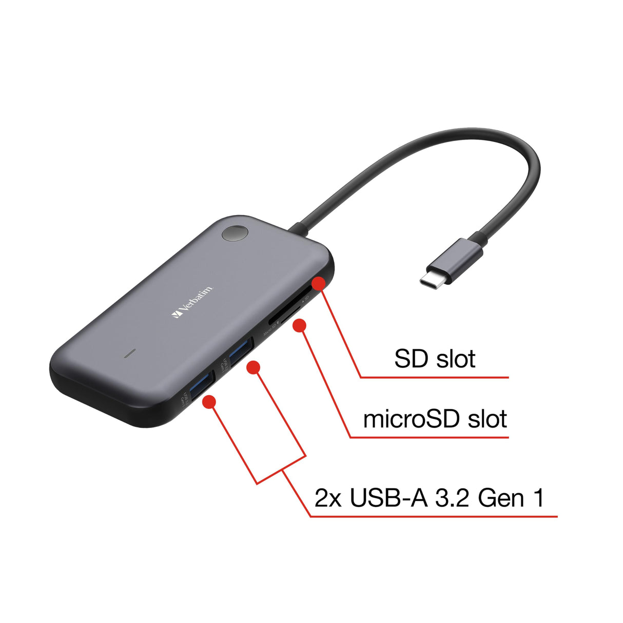Verbatim Share My Screen USB-C Wireless Display Adapter 1080P with Hub WDA-01