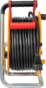 Brennenstuhl - Carrete de cable estándar Pro/Enrollador eléctrico con 4 tomas de corriente (válvulas, manija cablepilot, indicador de presencia de tensión, exterior, 33 m de cable) fabricado en