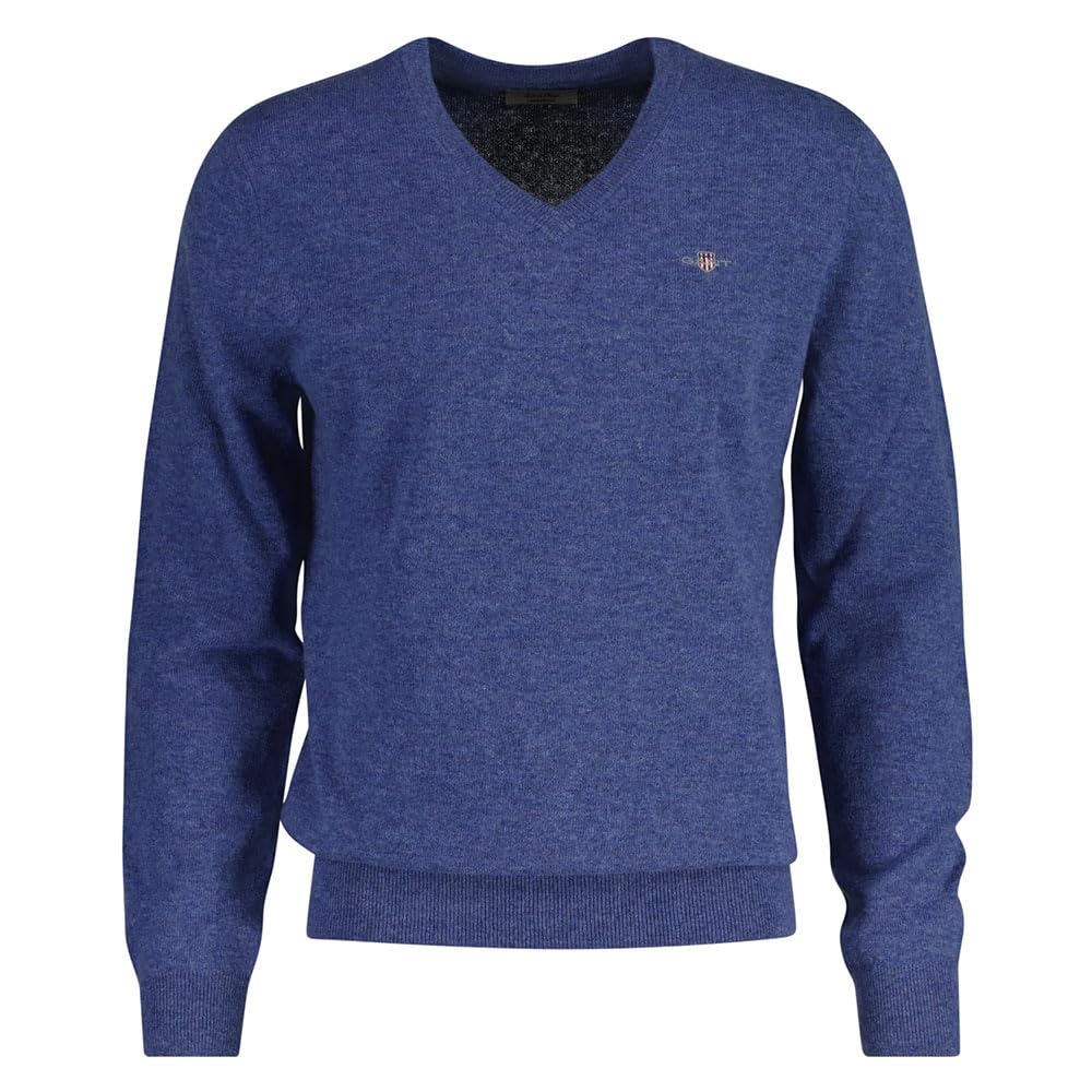 GANT Extrafina Lana de Cordero con Cuello en V Suter Pulver, Stone Blue Melange, L Hombres