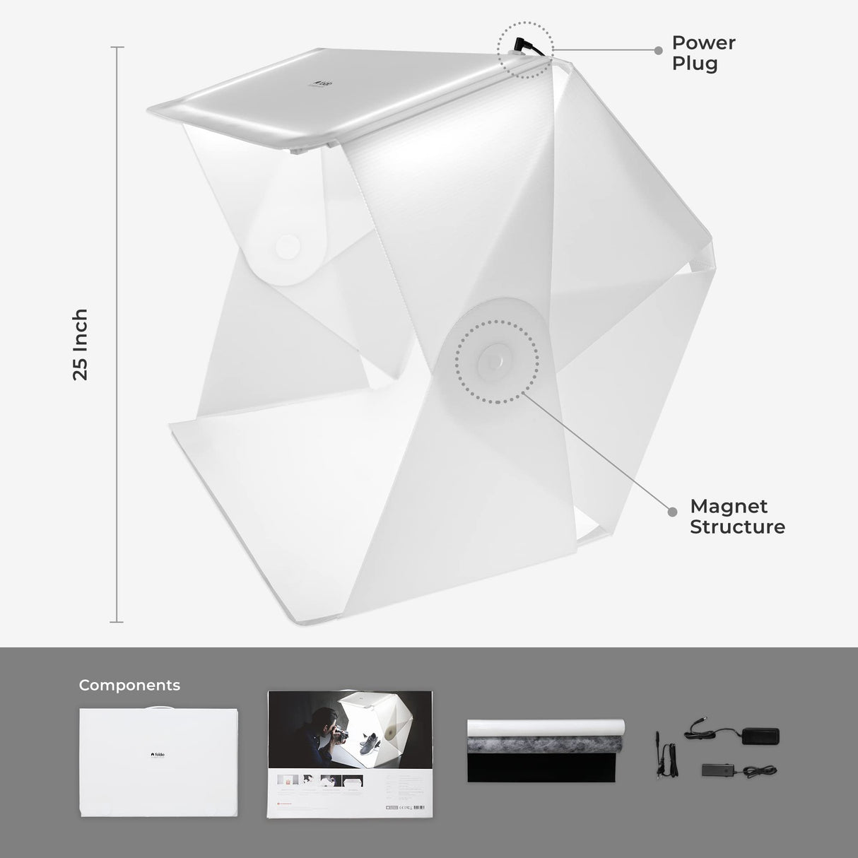Foldio3 (Caja de luz de Estudio de Toma de fotografías Plegable portátil Todo en uno de 25 "con Kit de iluminación LED) de ORANGEMONKIE…